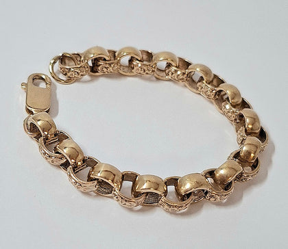 9 Carat Gold Belcher Babies Patterned Bracelet