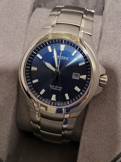 *BOOM* Citizen Super Titanium Eco Drive watch with stunning  Blue Dial Watch BM7431-51L