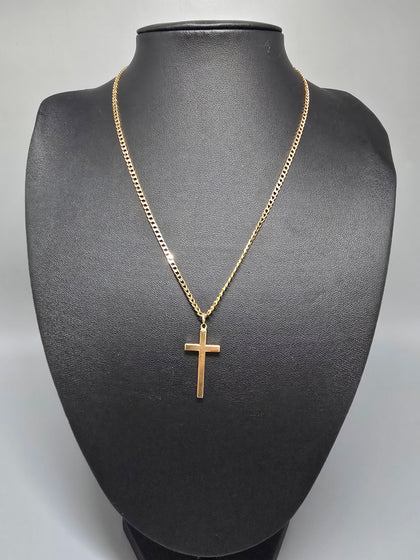 9ct Gold Chain with Cross Pendant 375 8.3G 18'' in Length