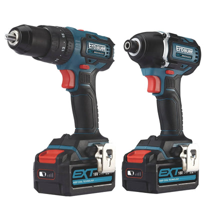 Erbauer Combi Drill Impact Driver Kit Cordless 18V 2x3.0Ah ECD18-Li-2/EID18-Li