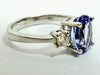 18ct white gold three stone Tanzanite and diamond ring size J