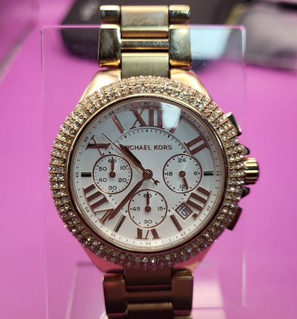 Michael Kors Camille Women's Rose Gold White Dial Chronograph Watch MK6995