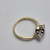 9ct Gold Ruby and Diamond Three Stone Hallmarked Ring size L