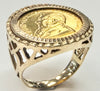 Solid Gold 1/10oz 1981 Krugerrand coin in a 9ct ring size J1/2