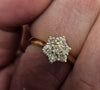18ct Yellow Gold Diamond Daisy Cluster Ring - Size J