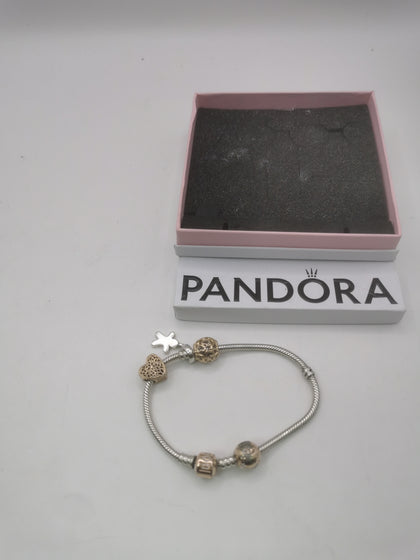 Pandora Bracelet with 4 Charms Hallmarked(ALE) Boxed
