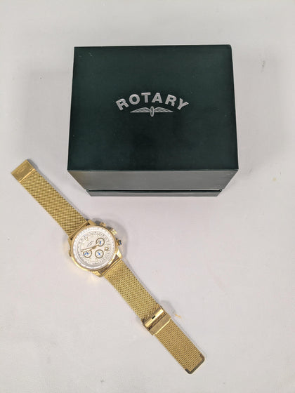Rotary Men's Gold Plated Stainless Steel Bracelet Watch
