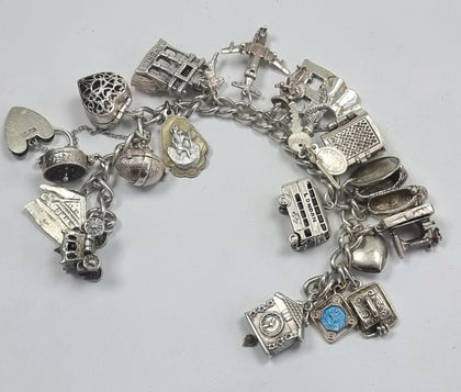Vintage Silver Charm Bracelet Full