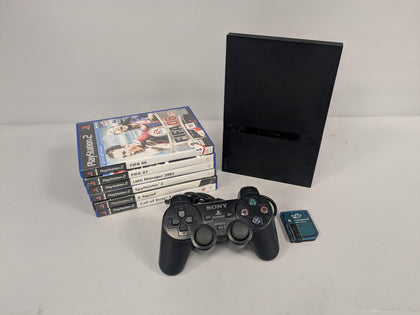 Sony PlayStation 2 Slimline Charcoal Black Console 6 Game Package