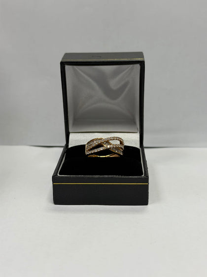 21ct Gold Fancy Ring, C/Z Stone ( Size M ) 5.1g - ** Hallmarked **