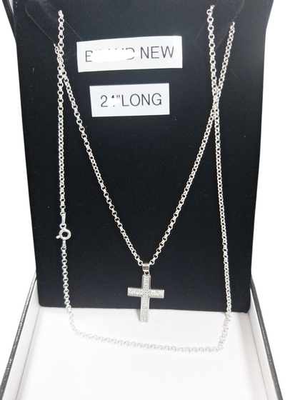 NEW OTHER SILVER CHAIN WITH CROSS 925, LENGHT 24