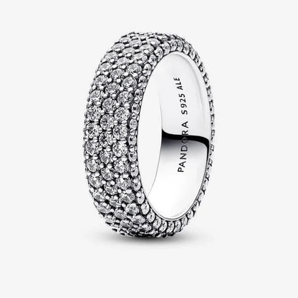Pandora Silver Crystal Cluster Band Ring Size-L-52