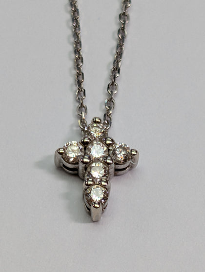 14ct White Gold Diamond Cross & Necklace