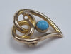 9CT GOLD WITCHES HEART BROOCH BLUE STONE LEYLAND