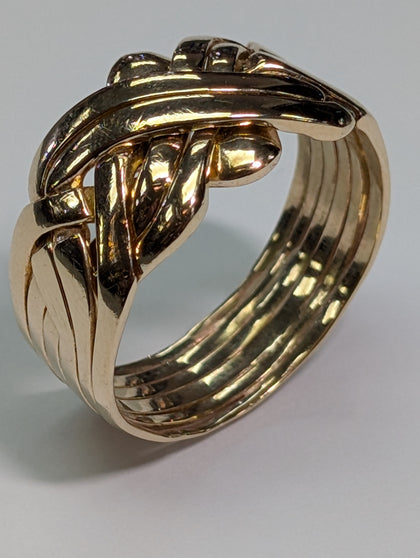 9CT GOLD PUZZLE RING SIZE Z+2