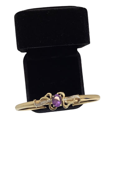 9ct Diamond and Amethyst Torque bangle