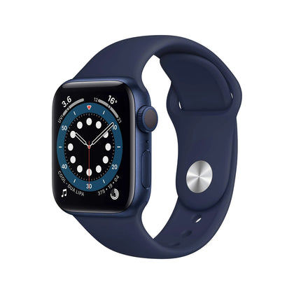 Apple Watch Series 6 (GPS, 40mm) Blue Aluminium Case with Deep Navy Sport Band (Renewed)