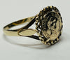 9CT GOLD RING WITH MEXICAN COIN SIZE N