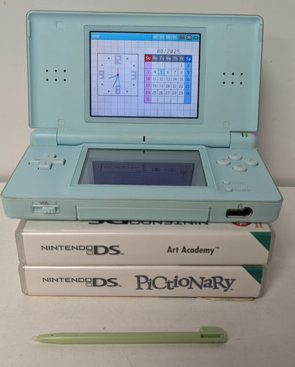 Nintendo DS Lite Ice Blue Console & 3 Games (1 Unboxed)