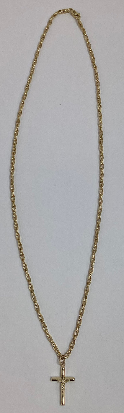 14CT Yellow Gold Cross & Chain 18”