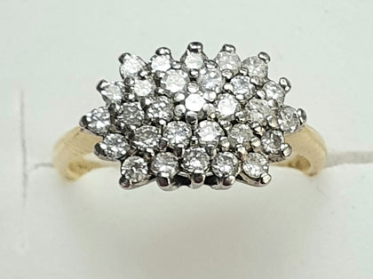 9ct Gold 0.5ct Diamond Cluster Ring Size K