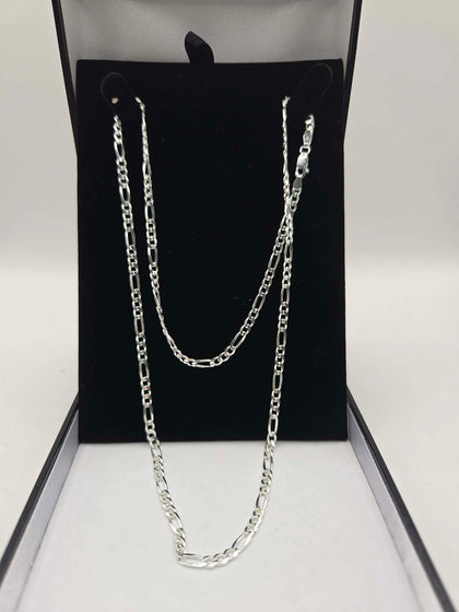 Silver New Figaro Chain. Hallmarked 925- 12.5 Grams - with box