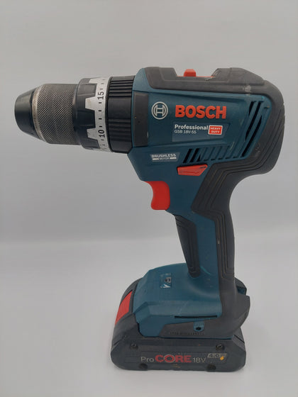 Bosch GSB 18V-55 18V Cordless Combi Drill - Unboxed with 4.0Ah Battery and Charger