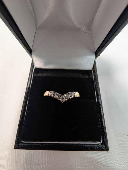 9ct Yellow Gold Wishbone Ladies Ring With Stones - 1.38 Grams - Size O