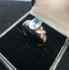 9ct Gold Ring (light blue stone)375 2.9G Size M