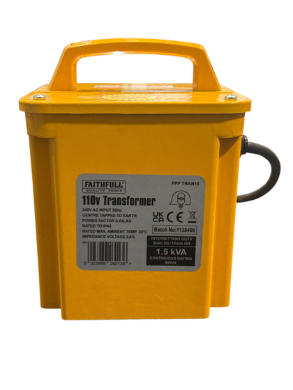 Faithfull Transformer 1.5kVA Single Outlet ***Collection Only***