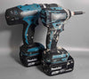 Makita DHP453 Combi Drill, Impact Driver DTD154 with 2x Batteries and Charger