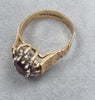 9ct Gold ring Red & Clear Stones Size K