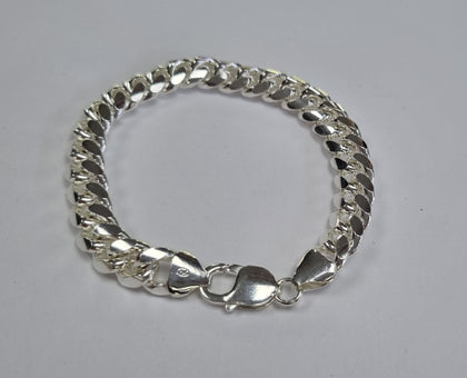 SILVER CURB BRACELET 8.5
