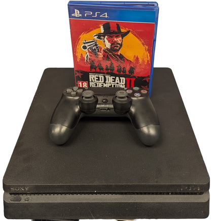 Playstation 4 Slim 500GB - Black with red dead redemption 2