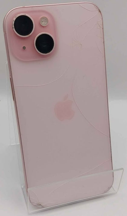 Apple iphone 15 128GB pink Unlocked ( Cracked back and Scratched screen 86% Battery Health )