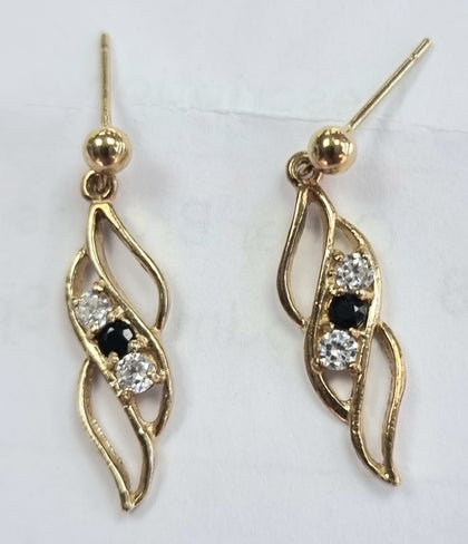 9ct Gold Diamond /Sapphire Earrings