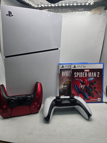 ps 5 slim disc edition bundle, 2 controller, 2 games