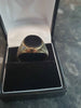 9ct Yellow Gold Ring with Onyx Stone - Size V