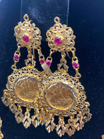 22ct Gold 1/2 Sovereign Earrings, 29.8g