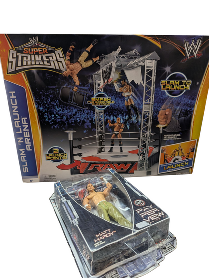 WWE WRESTLING  SLAM N LAUNCH PLUS MATT HARDY BUNDLE PRESTON STORE