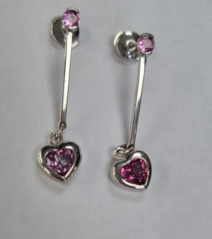 9ct white gold heart earrings