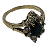 9ct 2.53gram  yellow gold ring with 1 black and small stones -1 stone missing