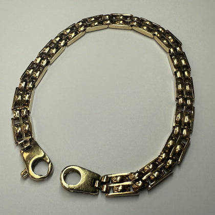 9ct Yellow Gold Flat Cage Bracelet 8