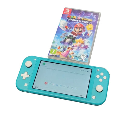 Nintendo Switch Lite Turquoise w/Mario+Rabbids Sparks of Hope**Unboxed**
