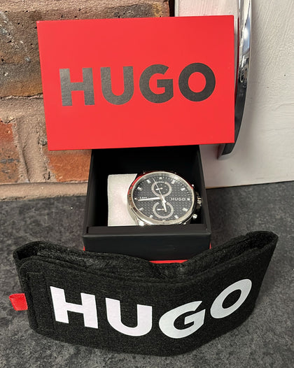 Hugo Grey/Black Dial Watch with Mesh Strap