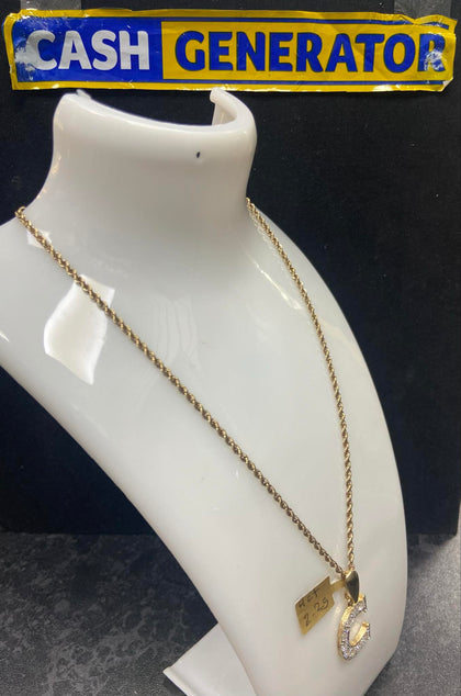 9ct Gold Rope Chain and 'C' Pendant 7.6g 18