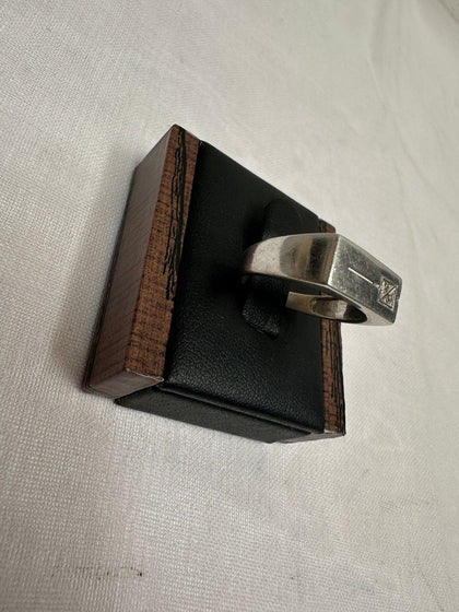 9ct White Gold Signet Mens Ring -Size V/W