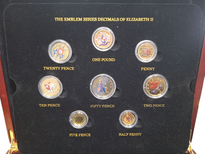 GEORGE VI AND ELIZABETH II COIN SET, 4 GOLD ITEMS MISSING, THE PREDECIMALS OF (G VI, E II), THE EMBLEM SERIES (E II), ALAN TURING 50P