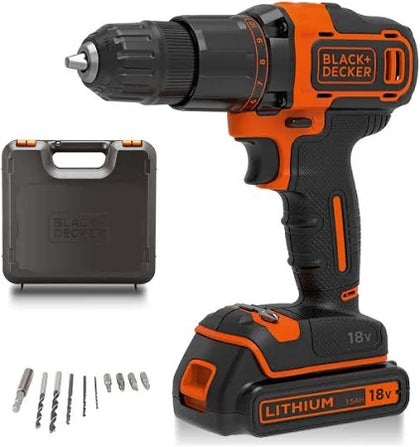 Black & Decker Cordless Hammer Drill with Battery 18V