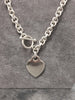 925 Sterling Silver Chunky Toggle Clasp & Heart Tag Necklace - 18"  49G